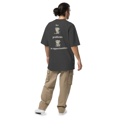 SEE PROBLEMS AS OPPORTUNITIES OVERSIZED TEE IN FADED BLACK