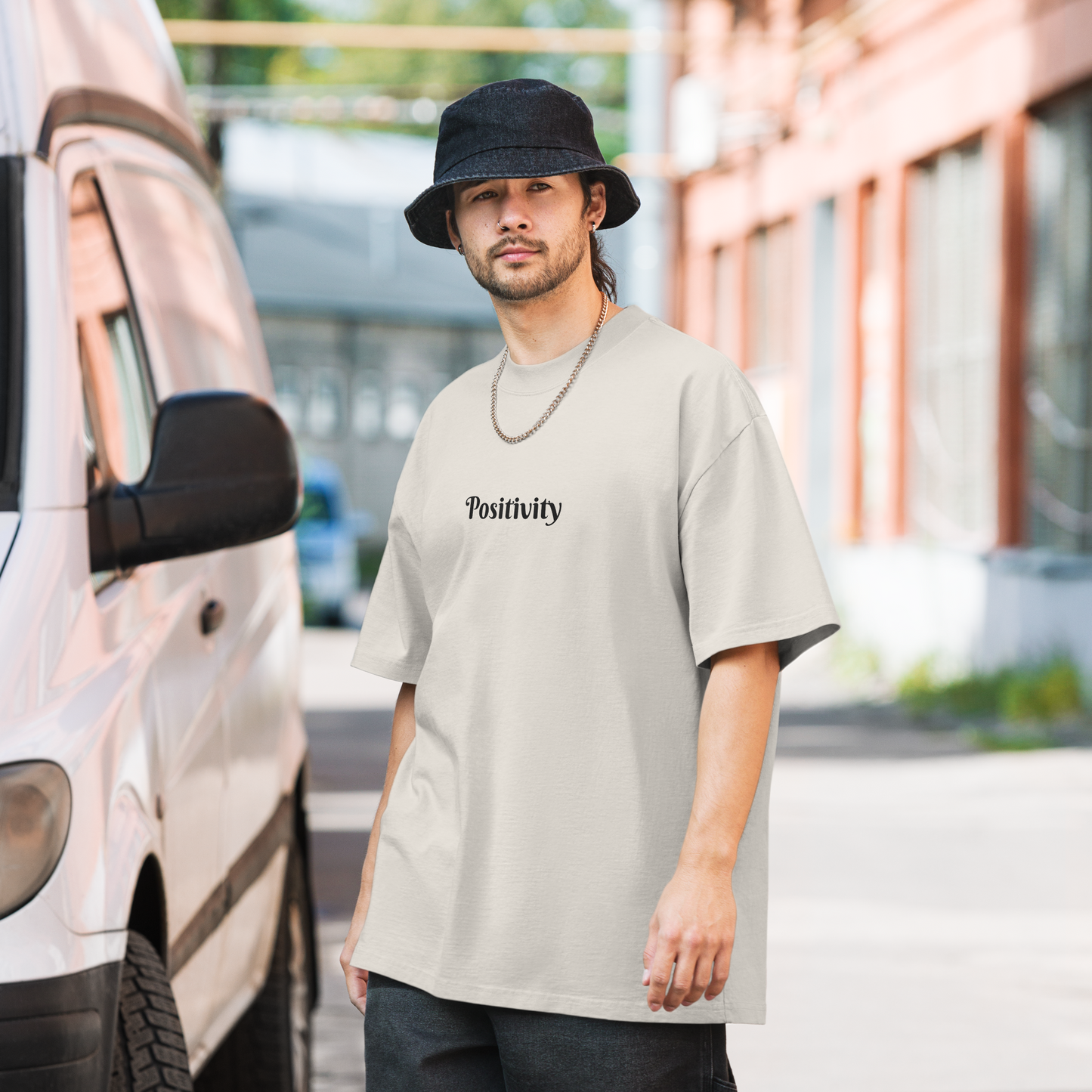 SEE PROBLEMS AS OPPORTUNITIES OVERSIZED TEE IN FADED BONE